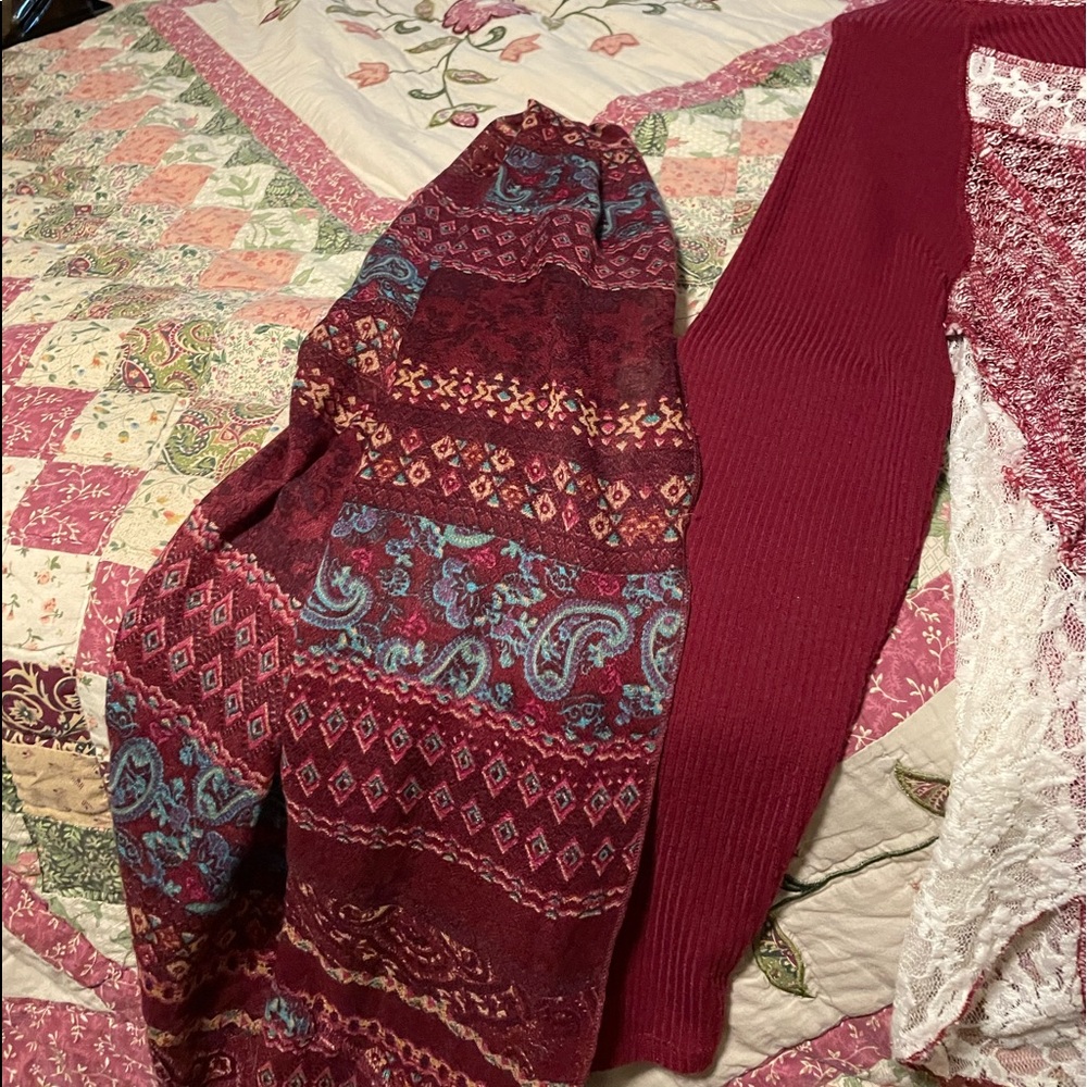 blouse with an infinity scarf and lace sides